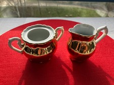 Milch+Zucker_Porzellan wei&szlig; gold_tolle Erg&auml;nzung z. Kinder-Puppenservice  #811