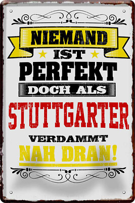 Targa In Metallo 20x30 Cm 'Niemand Ist Perfekt, Aber Wie Magdeburger' - Decorazione Retrò