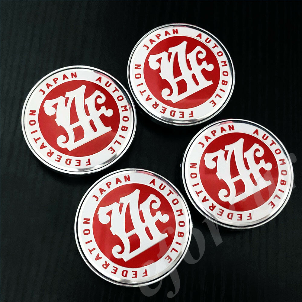 JAF 看板 4pcs 60mm Red JAF Japan JDM Wheel Center Hub Cap Badge Emblem