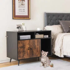 NNECW Cat Litter Box Enclosure with Scratching Pad