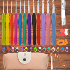 Soft Handle 12 PCS Set Crochet Hooks Needles Knit Yarn Weave Craft Aluminum