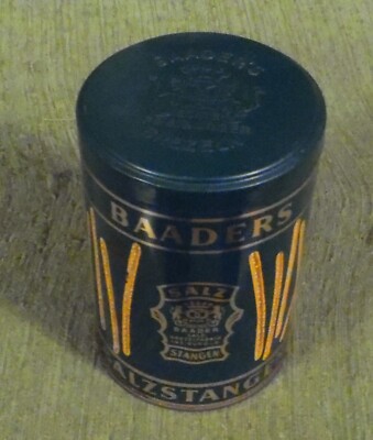 Old Tin, Tin, Julius Baader - Baaders Salt Sticks, Round 10 cm, H 15