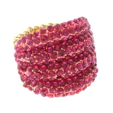 Gold Tone Stretch Metal Ring With Crystal Rhinestone R1251-FUS