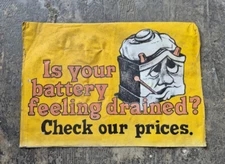 Vintage Mechanic Auto Shop Garage Sign Poster Car Battery Advertisement 80s?
