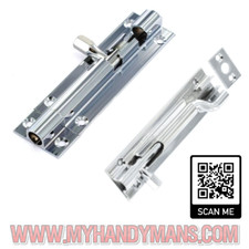 Securit Door Bolt Aluminum, Chrome, Brass, Straight or Neck Door Bolt