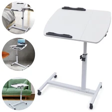 Office Laptop Desk Rolling Table Computer Mobile Stand Adjustable Portable NEW