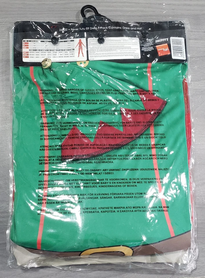 SMIFFY'S MUJER TUTÚ ELFO DISFRAZ CON VESTIDO Y SOMBRERO MEDIANO 10-12, VERDE/ROJO *NUEVO Foto 2 de 4