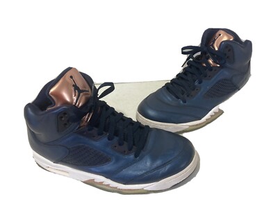 NIKE AIR JORDAN 5 RETRO Bronze Medal Sz 11.5 OBSIDIAN BLUE-GOLD