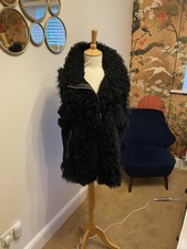 Whistles - Black Suede, Leather, Mongolian Sheepskin Gilet Size Medium Uk 12/14