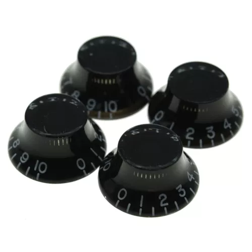 KAISH Guitar Bell Knobs 24 Fine Splines Top Hat Knobs for Gibson Les Paul Black