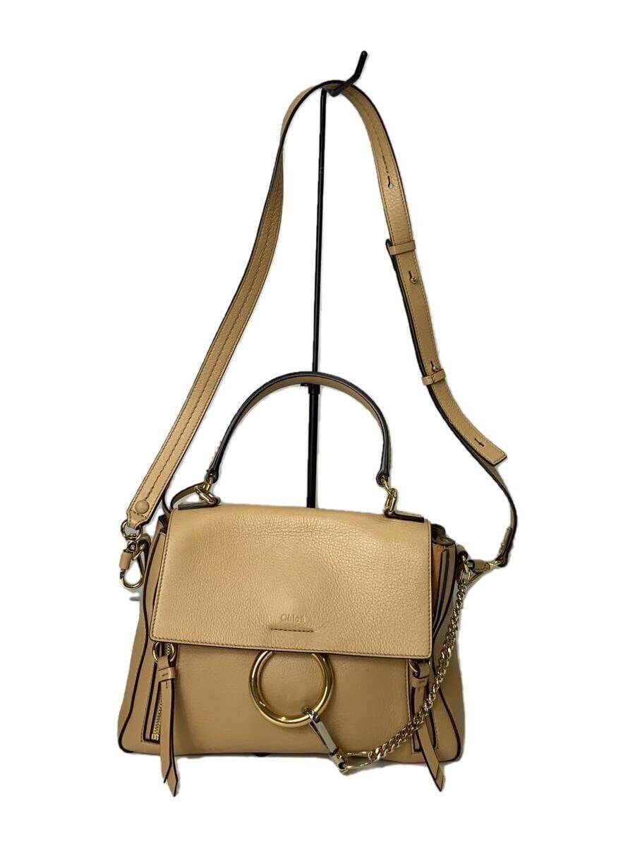 CHLOE FAYE DAY Leather Shoulder Bag 2way Handbag Beige Used CHLOE FAYE DAY Leather Shoulder Bag 2way Handbag Beige Used