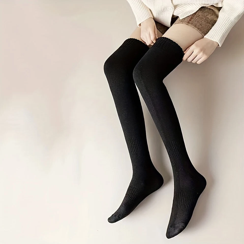 Women Winter Warm Leg Warmers Knit Crochet Lady High Knee Knitted Socks Leggings - Image 4 of 4