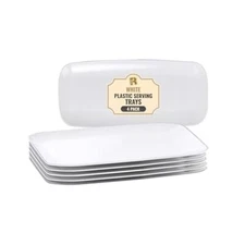 4 Pack Plastic Serving Trays for Party - White Serving Tray 10 by 5.5 in - He...