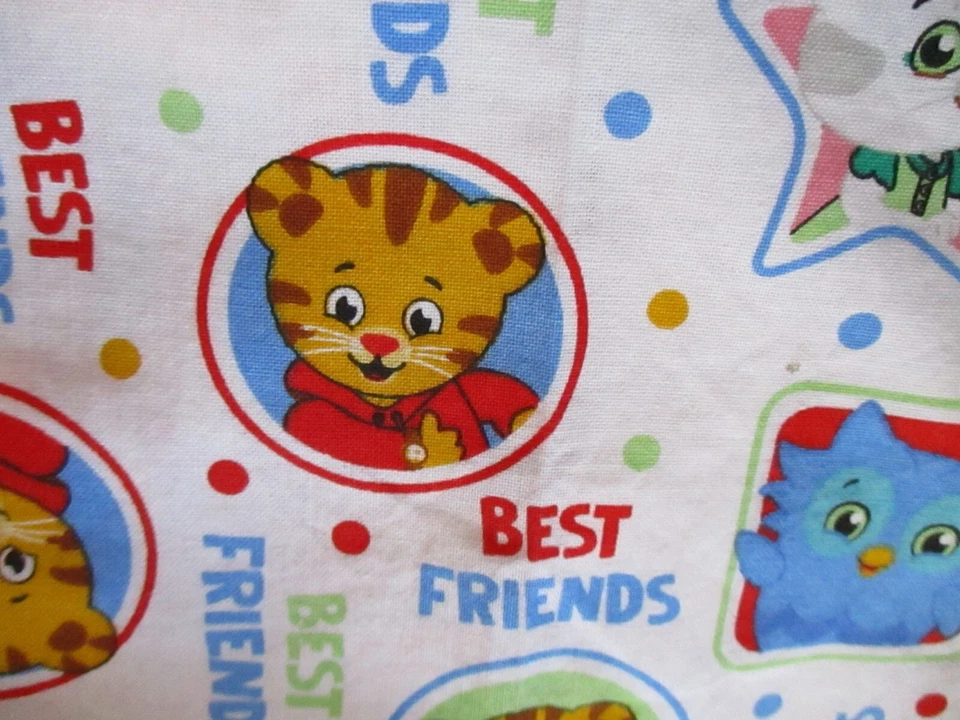 Daniel Striped Tiger  & Friends Handmade White Cotton Scrub Top, Size X- Large - Image 2 of 4