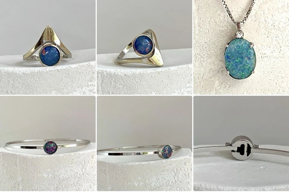 Kette 585er Weißgold mit ovalem Opal & Brilliant 0,05ct - Bild 2 von 2
