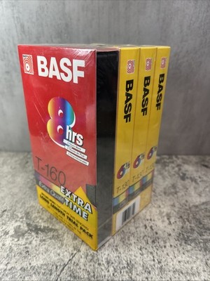 BASF Extra Quality T-130 VHS Video Tape (x3) & T-160 (x1) Sealed 6.5 Hrs & 8 Hrs
