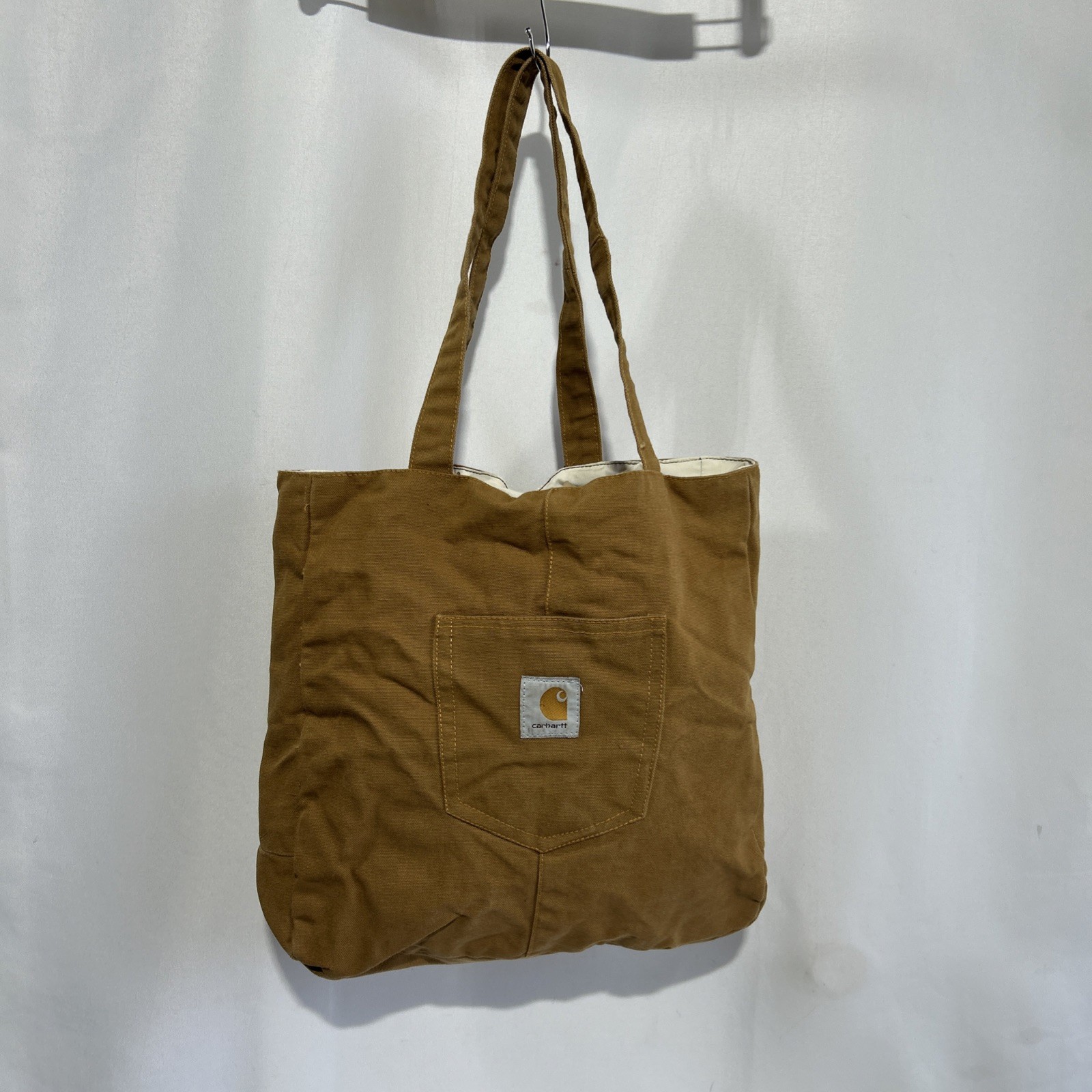 Carhartt Brown Tote Bag Front Pocket Logo Patch Workwear