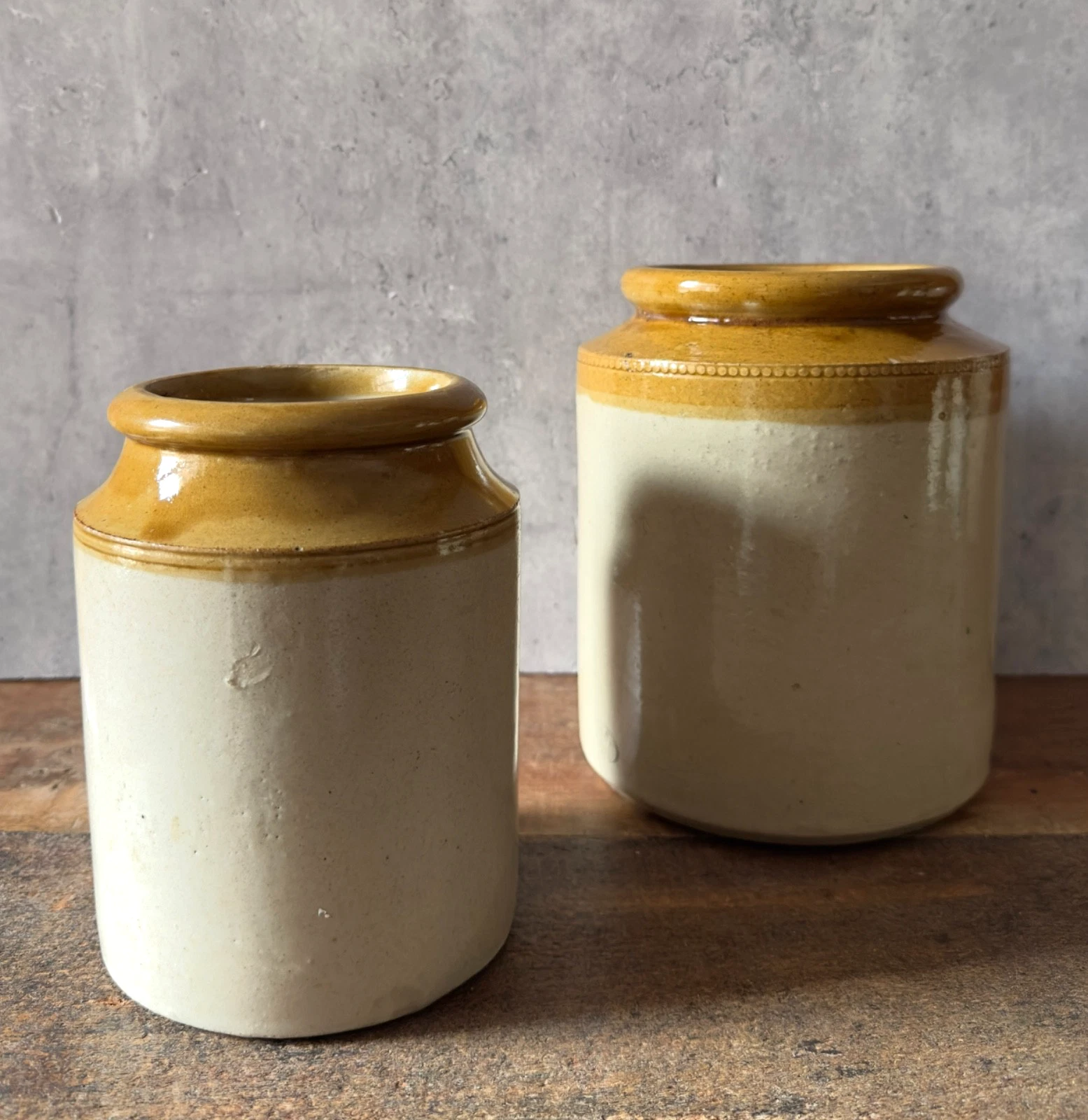 Pair Skey Tamworth Stoneware Storage Jars No 1 & No 2 Kitchen Crocks