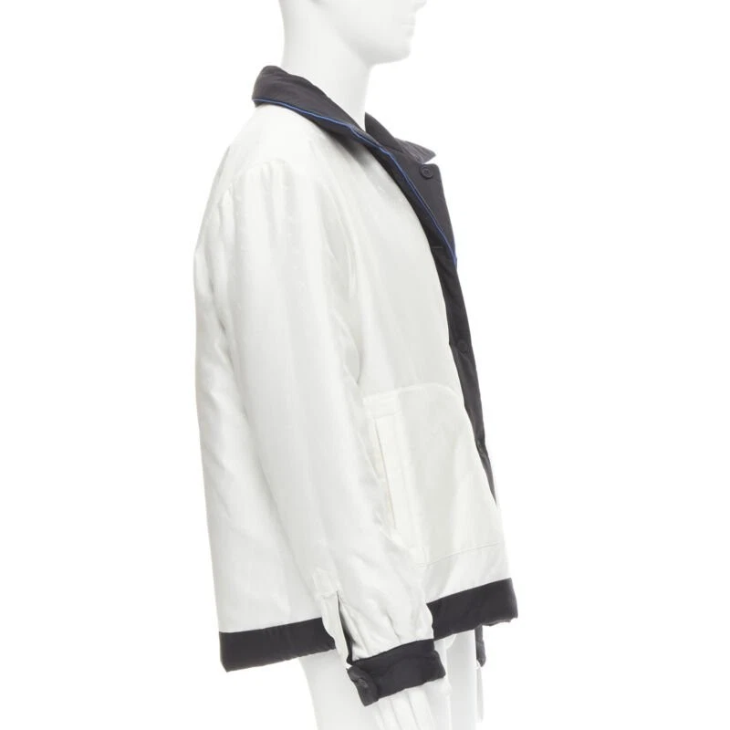 FENDI 2021 Reversible 100% silk black white logo padded jacket IT52 XL - Image 4 of 4