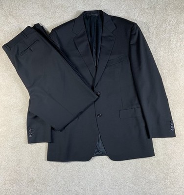 Canali Suit 42 Mens 2 Piece Suit Black Wool Jacket & Pants 36x33 Made in Italy