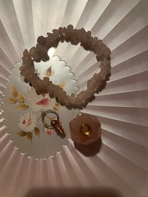 Rosenquarz Chip Armband und Parfüm Flasche Anhänger für Aromatherapie