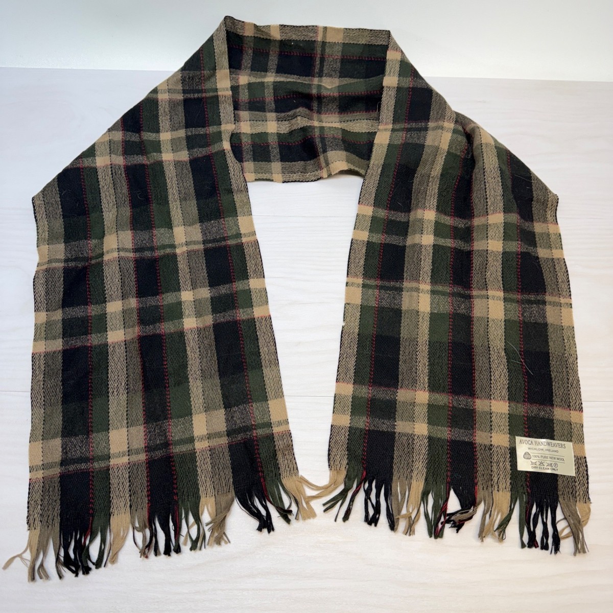 AVOCA HANDWEAVERS Ireland Pure 100% Wool Plaid Scarf Wrap View 3