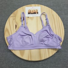 Breezies Jacquard Back Smoothing Unlined Wirefree Wireless Bra 36B Size Purple