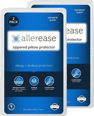 Set of 2 Standard/Queen AllerEase Pillow Protectors Moisture Wicking Advanced