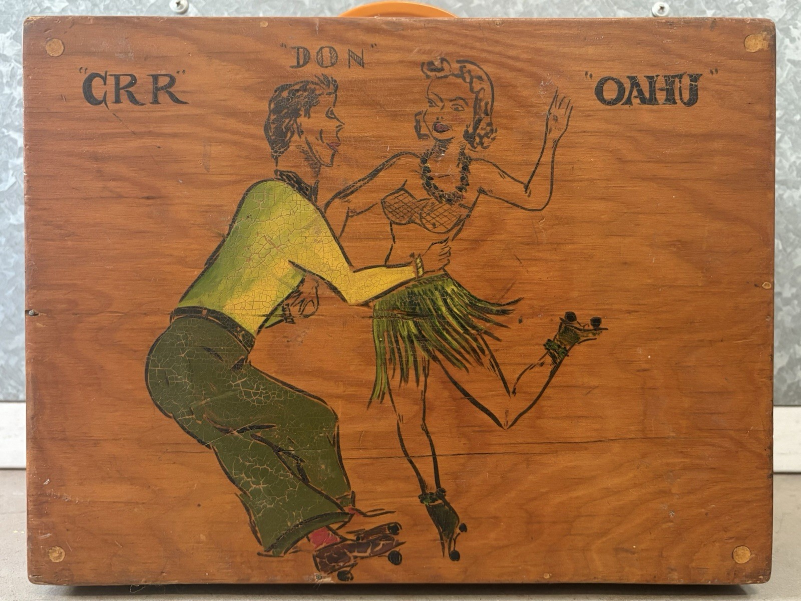 🔥 Vintage 1940 WWII Hawaiian TATTOO Tiki HAWAII Folk Art ROLLER DERBY Skate Box