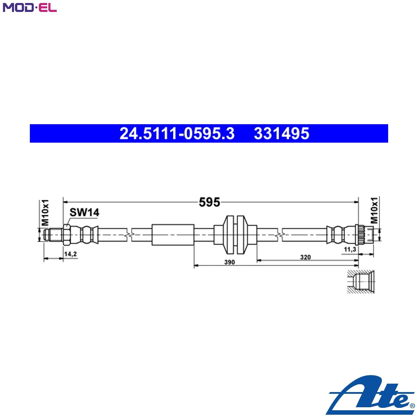 BRAKE HOSE 24.5111-0595.3 FOR RENAULT MASTER/III/Bus/Van/Platform/Chassis 2.3L