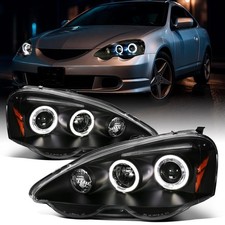 For Acura Rsx 2002 To 2004 Led Dual Rims Projector Headlights Pair Black For Acura Rsx 2002 To 2004 Led Dual Rims Projector Headlights Pair Black
