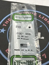 Evergreen Scale. Polystyrene Strips. 14" 210. .030 Round Rod (10)
