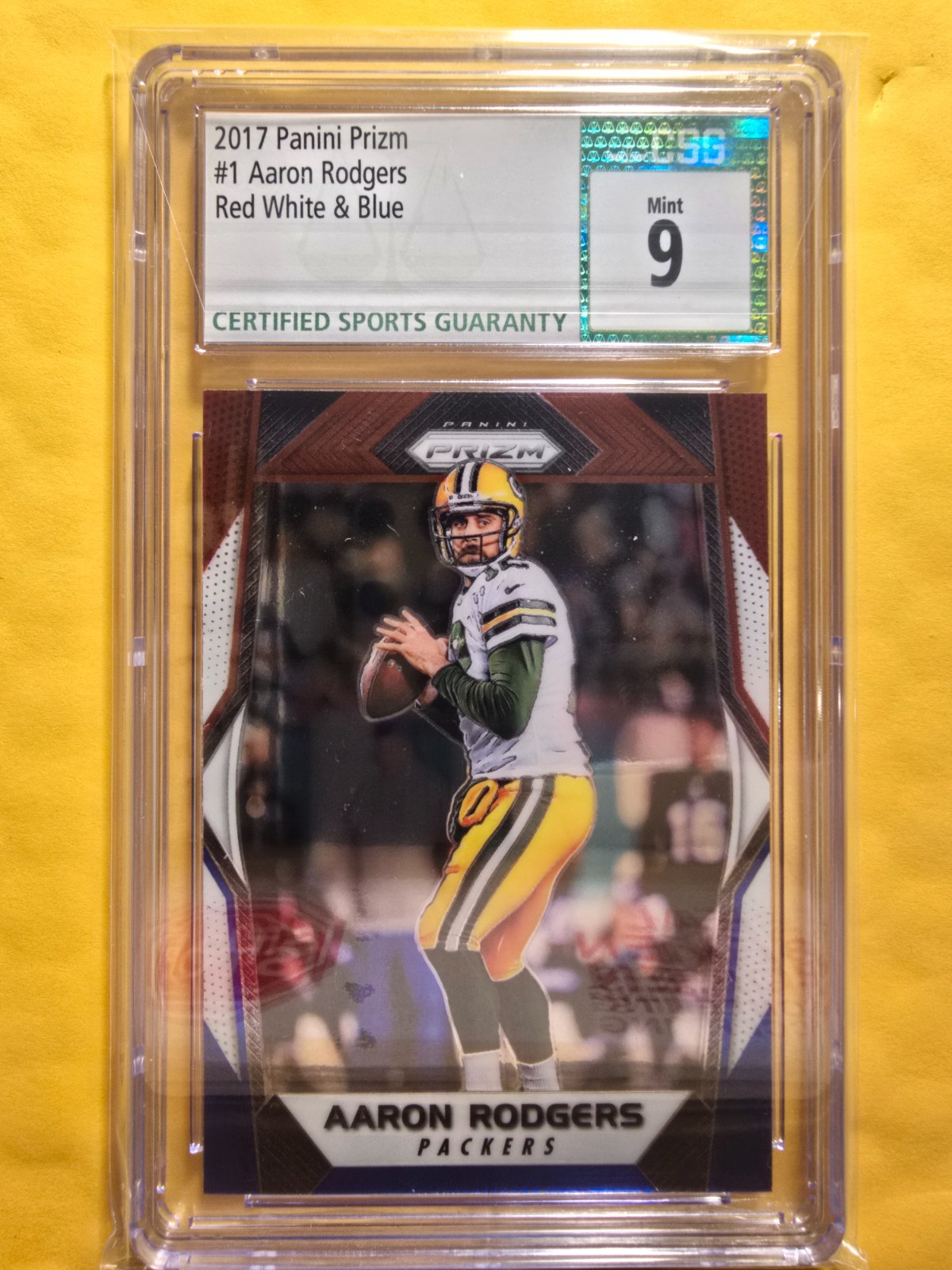 2017 Panini Prizm - Aaron Rodgers #1 Red White & Blue Prizm