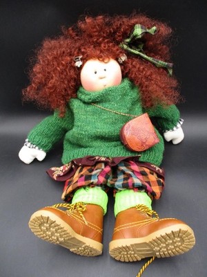 ELLA a OOAK 1998 Gretchen Wilson Little Souls Cloth Doll SIGNED Curly Redhead