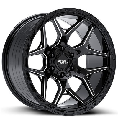 20x10 Off-Road Monster Wheels M40 Gloss Black Milled Rims (4pcs)
