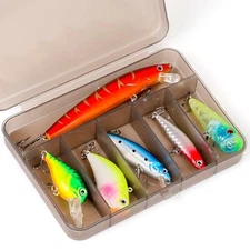 Fishing Lures Kit with Organizer Box, Mixed Including Minnow Popper Crank VIB 