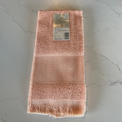 Charles Craft 14 Count Peach Color Border Kitchen Mate Towel Made in America