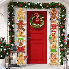 Yaomiao 2 Sets Christmas Gingerbread Man Porch 3.36 ft x 0.78 ft, multicolor 