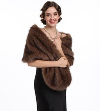 WinterFaux Fur Shawl Wrap Women Wedding Cover Up Bridal Outerwear Shrug Gift New