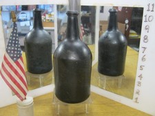 1780-1820 BLACK/GR GLASS *FLORIDA KEYS DUG* SAND PONTIL ENGLISH WHISKEY MALLET