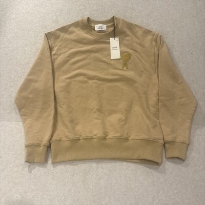 Ami Paris Ami De Coeur Tonal Crewneck Sweater NWT Medium Tan Beige