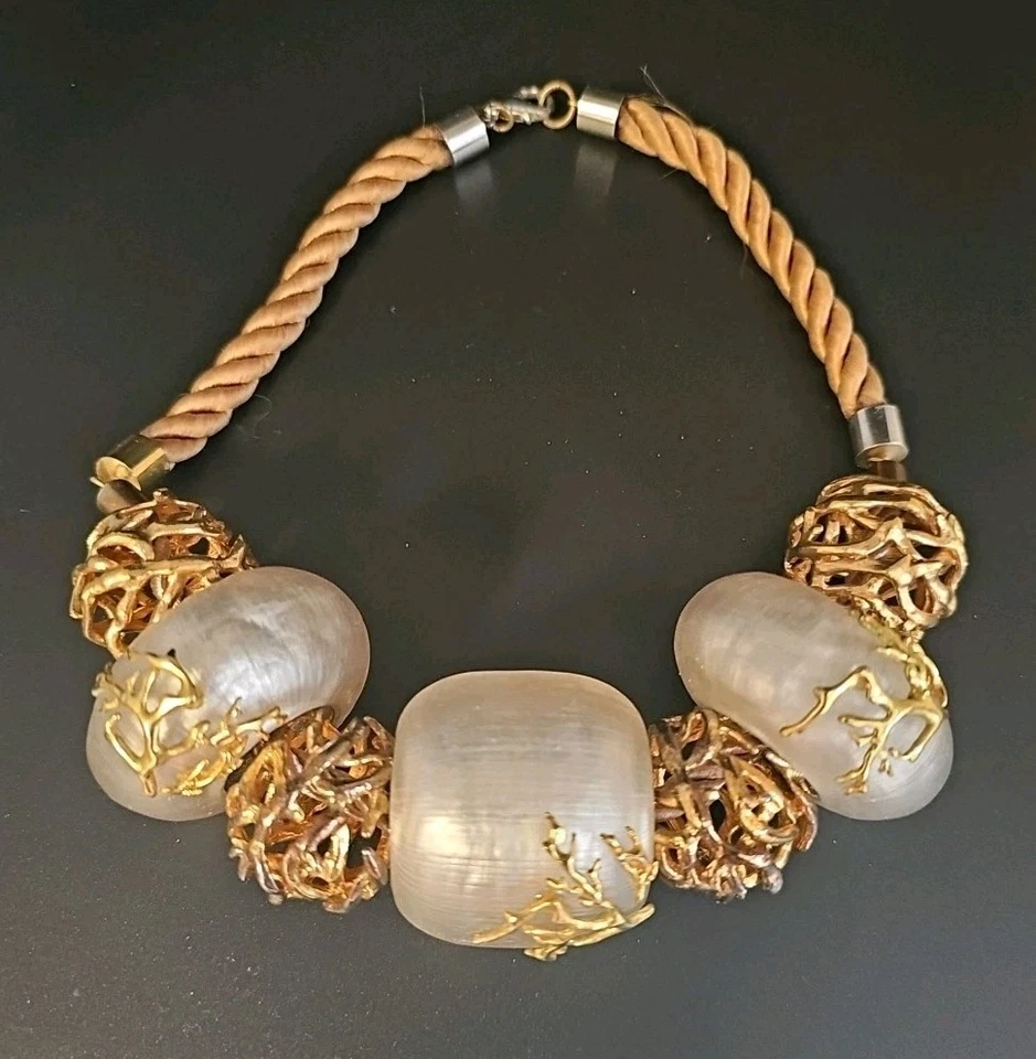 ALEXIS BITTAR Golden Wire Cages Metal Coral Branch Choker Necklace - Image 3 of 4