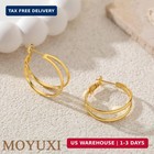 2mm Double Hoop Earrings for Women Lightweight Trendy Medium Larg Gold/Silver Ho
