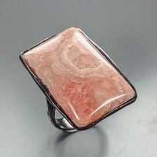 Handmade 45 ct Natural Rhodochrosite Ring 925 Sterling Silver Size 8 /R473403