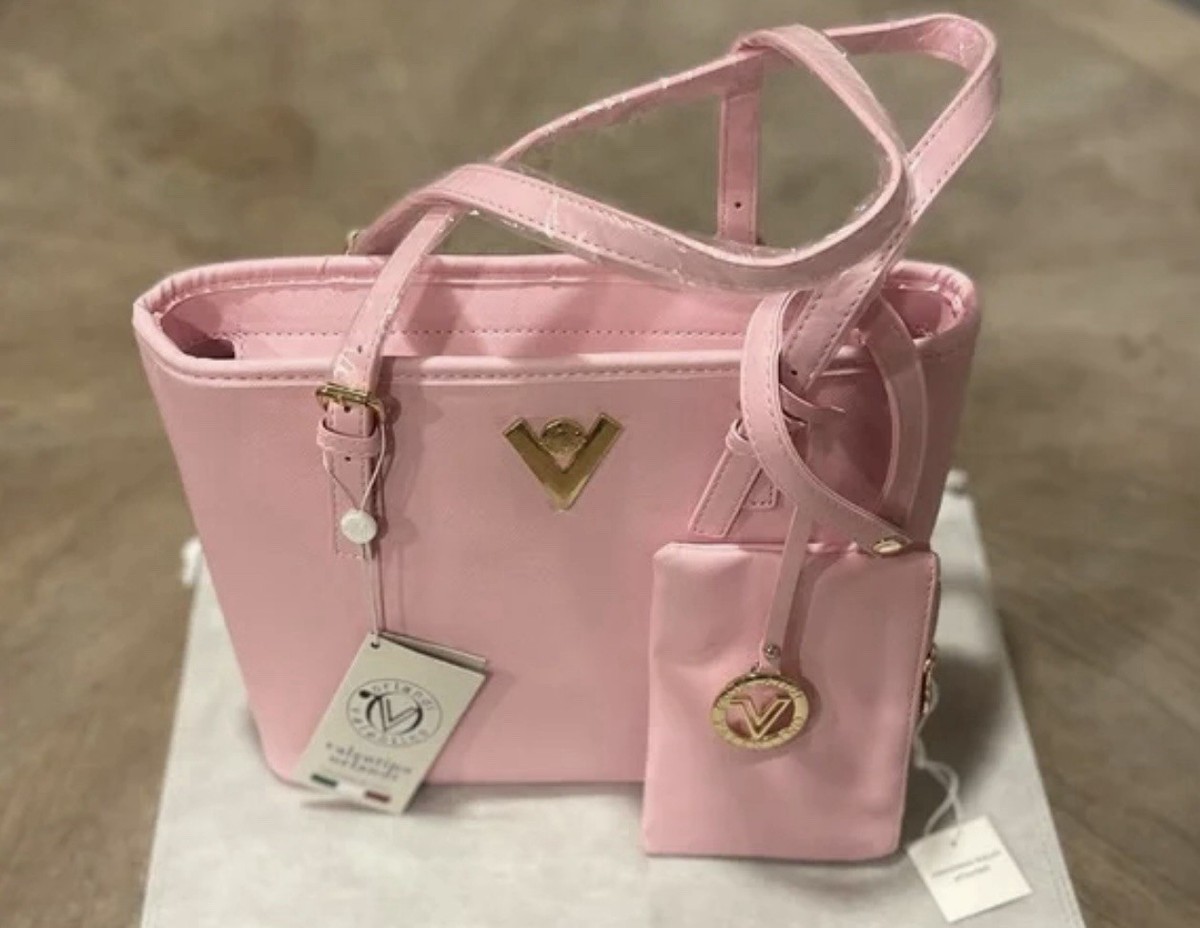 袋 vali Chic Valentino Orlandi Pink Tote Bag & Wallet/Coin Purse - V-4004