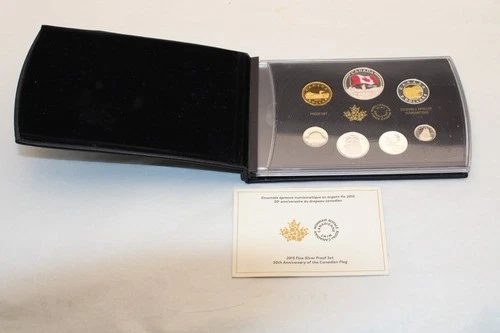 2015 Canadian Fine Silver Dollar Proof Set 50th Anniversary Canadian Flag