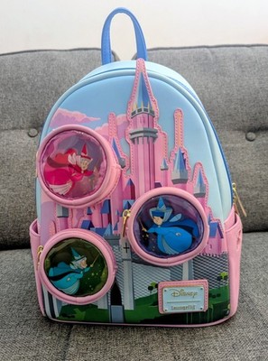 Loungefly Disney Dornröschen Schloss Good Fairies Buntglas Mini Rucksack