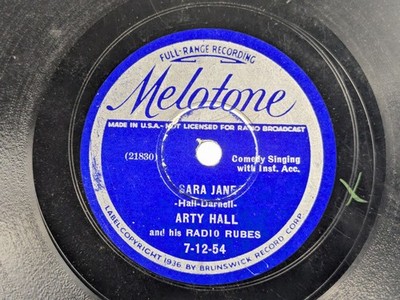 Arty Hall - 78 RPM Melotone - Sara Jane / Conversation With A Mule Radio - R9A