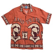 SunSurf x PRIMO BEER Aloha Shirt M Hawaiian Graphic Cotton Orange F/S