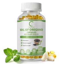 Oil of Oregano with Black Seed Oil 120 Softgles Digestive & Immune Support